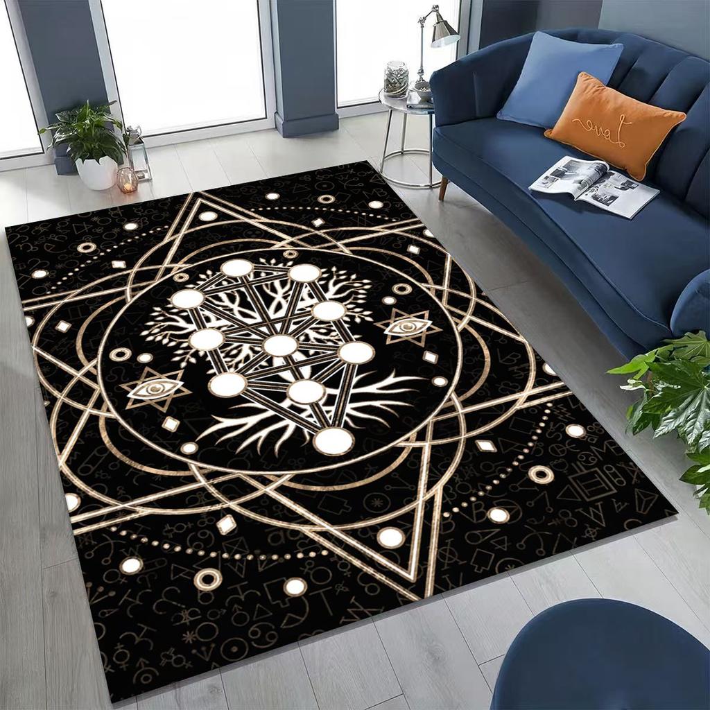 Nordic Viking Warrior Symbol Valhalla Valknut Rune Moto Rug for Bedroom Living Room Sofa Home Doormat Decor,Non-slip Floor Mat