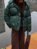 Elegant Solid Color Zipper Hooded Cotton Jacket with Long Sleeves and Pockets - Warm and Thickened for European and American Style.