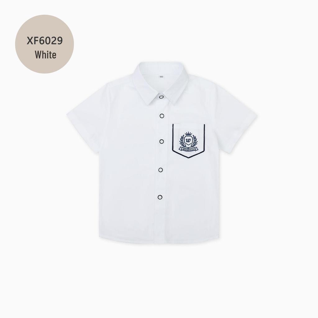 Kids' Summer White Collared Short-Sleeve Shirt - Primary School Uniform