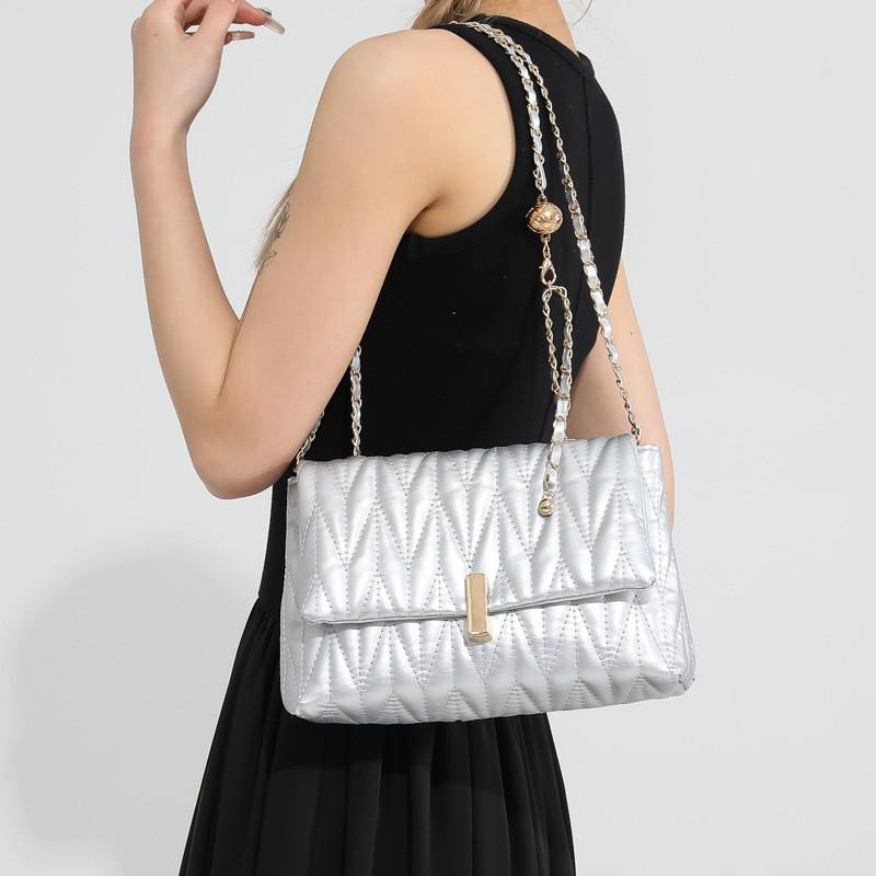 Elegant Pu Quilted Chain Crossbody Bag For Women Perfect For Daily Casual Use