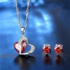 Heart-Shaped Bridal Jewelry Set: Crystal Zircon Necklace & Earrings