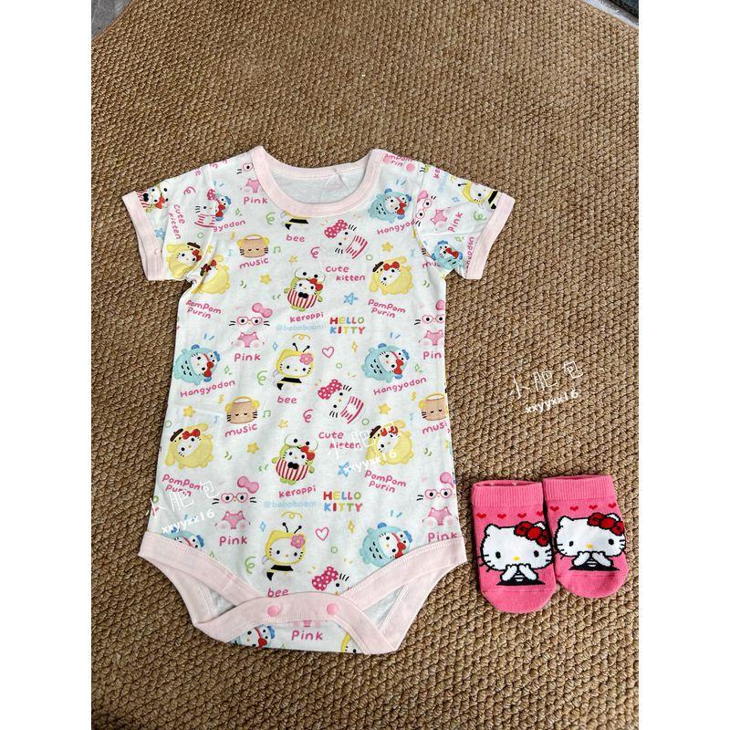 

Little Fat Bag Japanese Export Cartoon Kt Kitty Full-Print Short-Sleeve Romper Jumpsuit Onesie KT 80