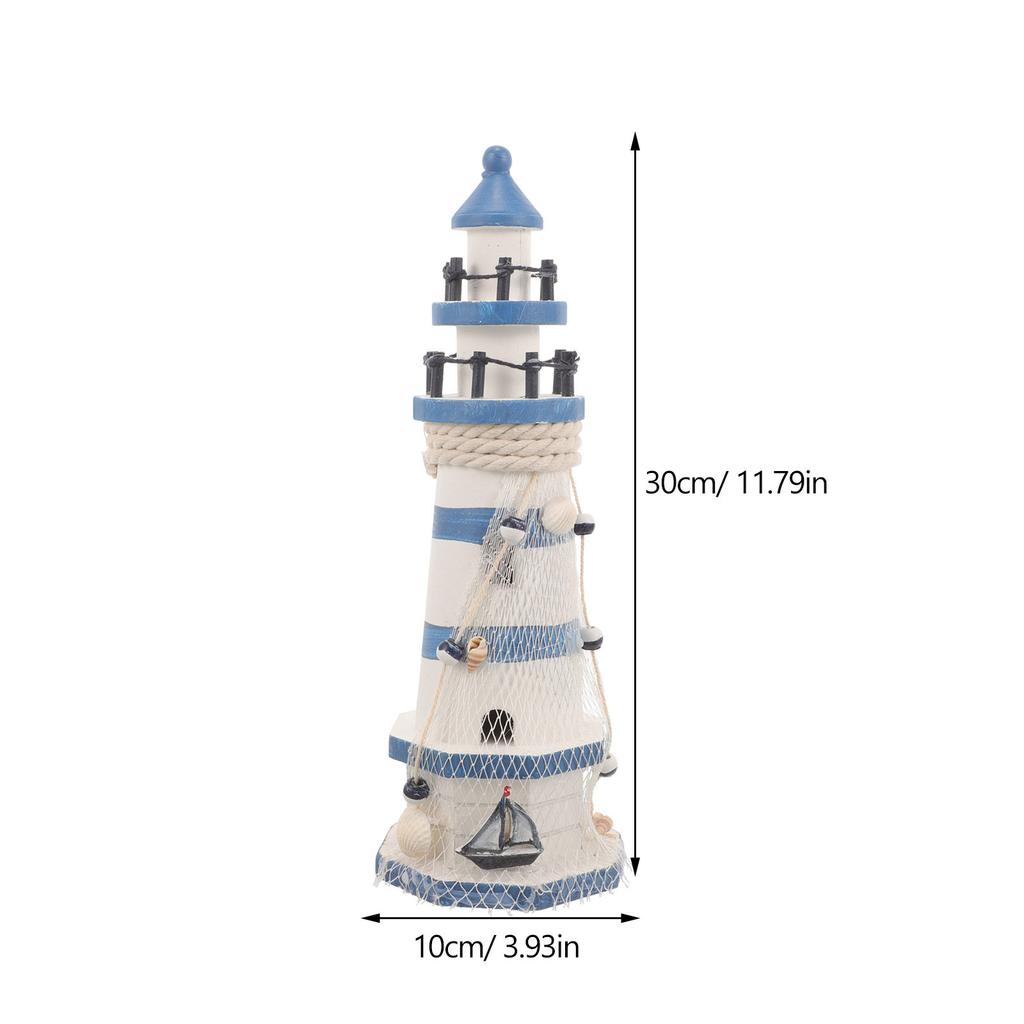 Wood Lighthouse Vintage Mediterranean Style Size 23 Home Office Decoration Sturdy Handcrafted Tabletop Ornament Lighthouse