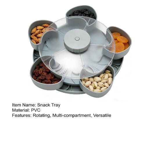 Heart-Shaped Rotating Snack Tray with 5 Compartments 360 Degrees Spinning Serving Platter