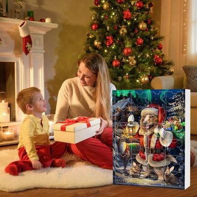 Dog Advent Calendar 24 Days Dog Theme Christmas Countdown Calendar 2D Dog And Santa Decorations Fun Holiday Gift Keepsake for Family Kids Dog Lovers