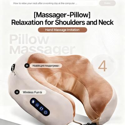 Multifunktionales Haushalts-Schulter- und Nackenmassagekissen - Wärmendes Nackenpflegegerät mit Vibration und Kneten, Schal-Massagegerät, Reise-Massagekissen