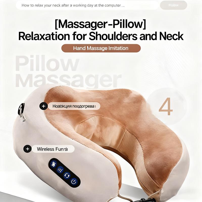 

Многофункциональная бытовая подушка для массажа плеч и шеи - Нагревающее устройство для ухода за шеей с вибрацией и разминанием, Массажер-шаль, Дорожная массажная подушка