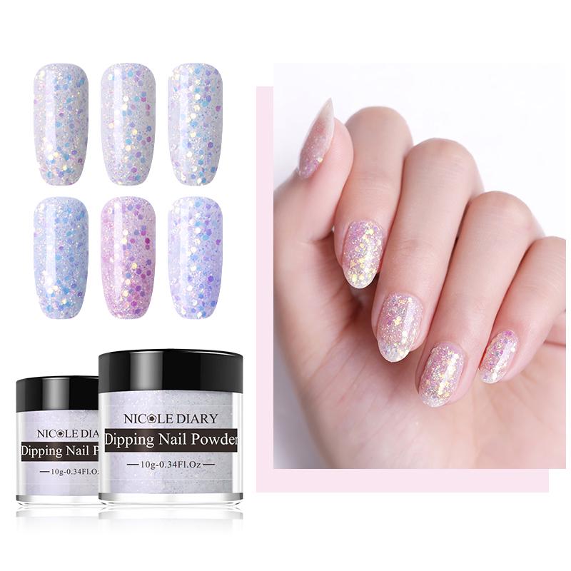 

NICOLE DIARY 10 г Светочувствительный погружающийся порошок для ногтей Блеск Инструменты для декора ногтей