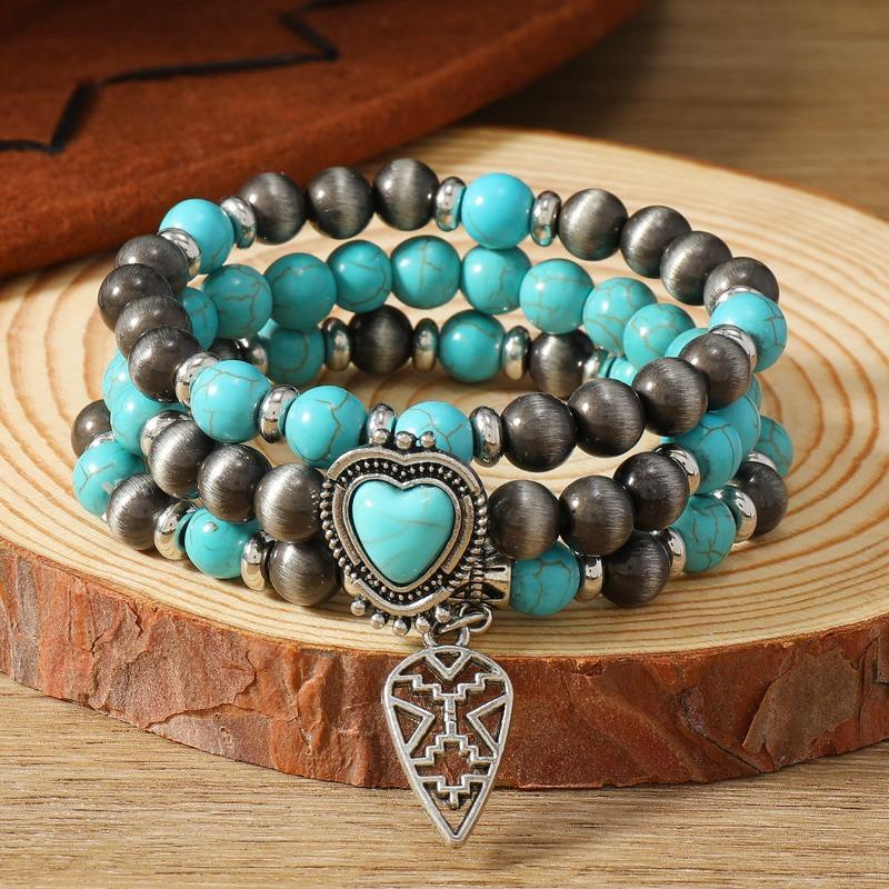 European, American Peace Tree Multi-piece Wooden Bead Beaded Bracelet Retro Simple Men's Personality Stacked Bracelet