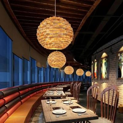 JOYINLED Japanese Style Rustic Chandelier 30CM Woven Lampshade Handwoven Bamboo Pendant Light Eco-Friendly Dining Room Lighting
