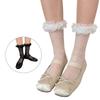 Womens Ruffle Socks Cute Lolitas Crew Socks Frilly Dress Socks Girls Turn-Cuffs High Ankle Socks Sheer Lace Mesh Socks