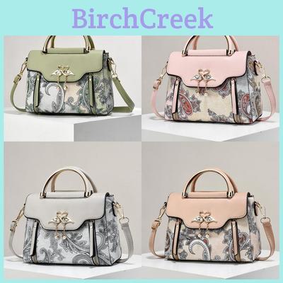 Pu Crossbody Handbag For Women With Floral Print Small Square Bag For Daily Use