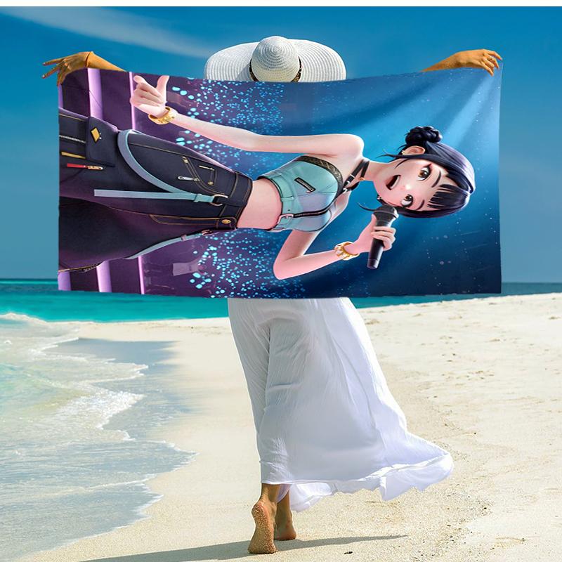1pc KPop Demon Hunters ZOEY3 Beach Towel, Comfortable and Thick, and Swimming/Bath/Picnic/Camping Towel, Suitable for Seaside Beaches