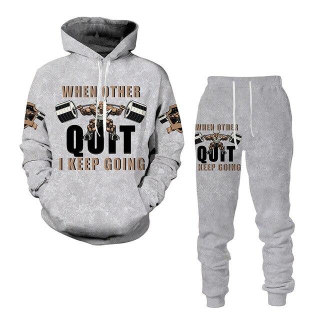 Autumn Winter 3D Animal Sports Printed Men's Hooded Sweater Set Men's Casualwear Tracksuit Long Sleeve Men's Clothing Suit