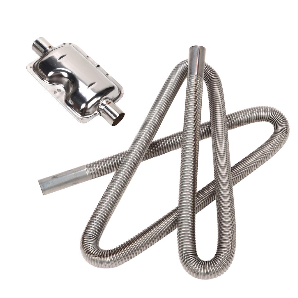 Parking   Heater Exhaust Pipe with Muffler Stainless Steel Fuel     Gas Vent Hose 2.5cm Inner Diameter