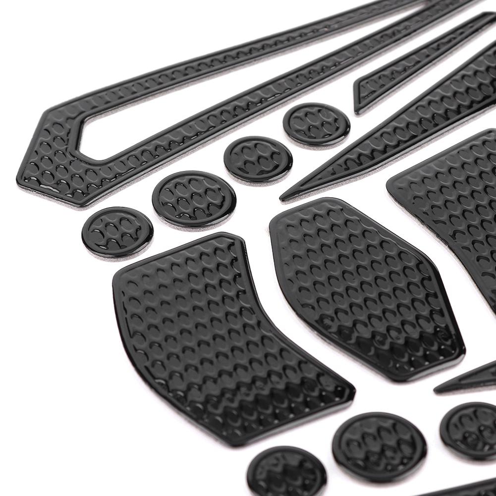 Black Motorcycle Oil Fuel Gas Tank Protective Pad Fishbone Decal Sticker Rubber