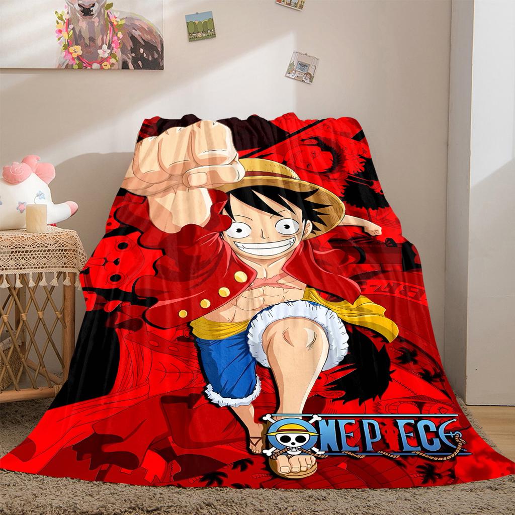 D. Luffy Anime Puzzle Print Blanket Warm Comfortable Flannel Cover For Bedrooms, Sofas, Beds, Chairs LXR161