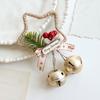 15.5x9.5cm Christmas Bell Ornament Pine Berry Design Xmas Atmosphere Hollow-out Five-pointed Star Gift Multi-Color