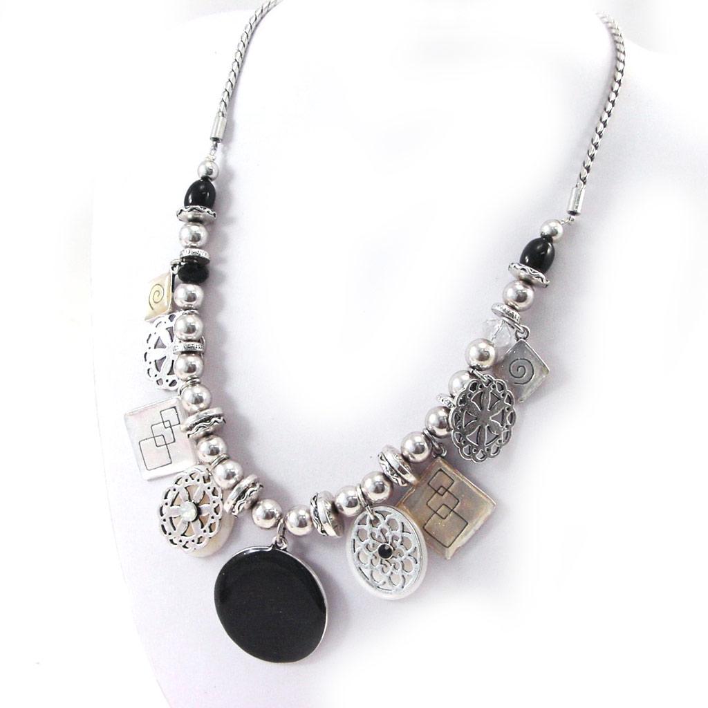 NOA [G5988] - Designer Necklace 'Nora' Black Beige