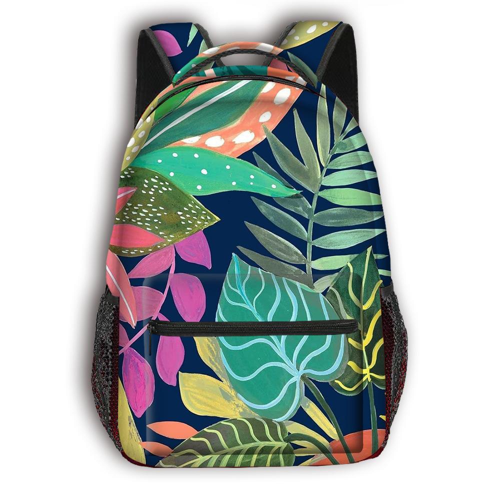 Cartoon Kpop Youthful School Bags Unisex Flowers Leaves Travel Bags 3D Print Oxford Waterproof Notebook Shoulder Backpacks