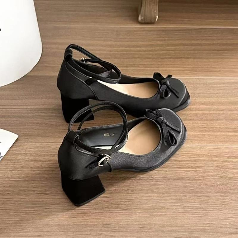 Block Heel High Heels Women's French Platform Ballet Shoes