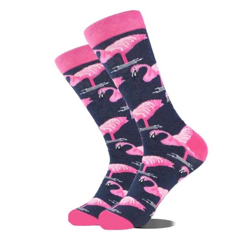 5 Pairs Novelty Funny Unisex Colorful Flamingo Pattern Crew Socks Hosiery for Everyday Wear School or Outdoor Activity