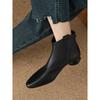 Small Pointed Ankle Bare Boots After Autumn And Winter Zipper Thick Heel Medium Heel Short Boots Versatile Huge Soft Single Boots Women