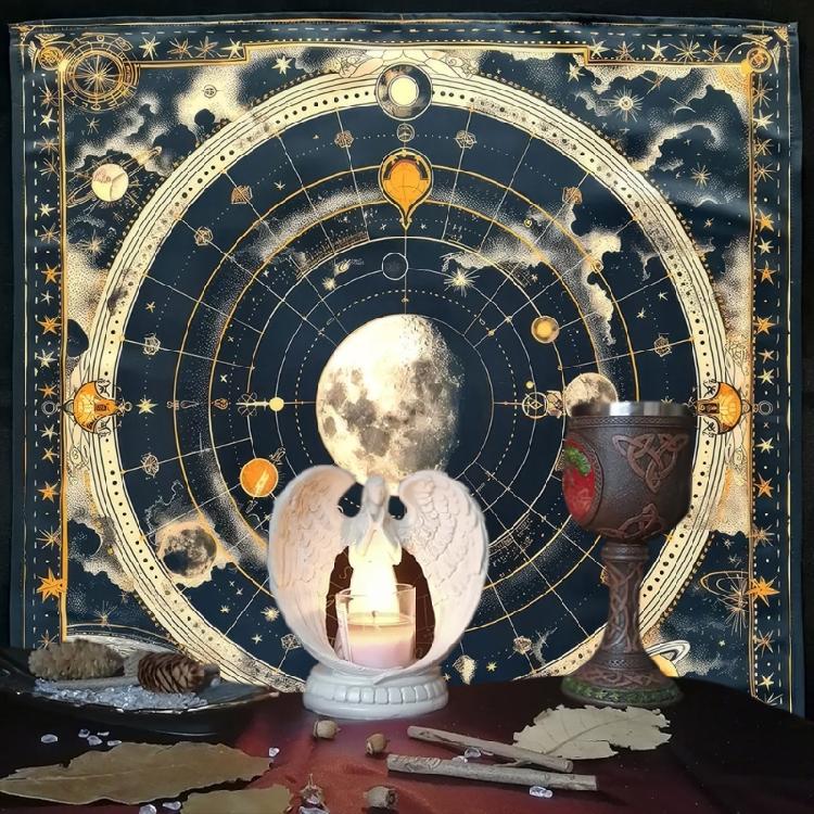 Moon Planet Astrology Tablecloth Altars Cloth Square Divinations Card Table Cloth Witchcrafts Deck Cloth Enduring