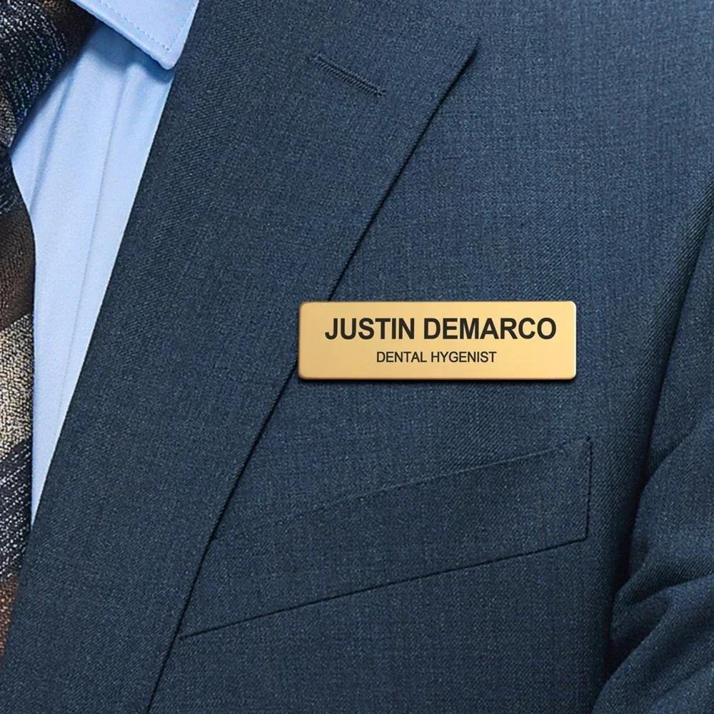 Benutzerdefinierte magnetische Namensschilder Gravierte personalisierte Namensschilder mit Magnet oder Nadel - Edelstahl Metall Benutzerdefinierte Namensschilder für Unternehmen oder Mitarbeiter