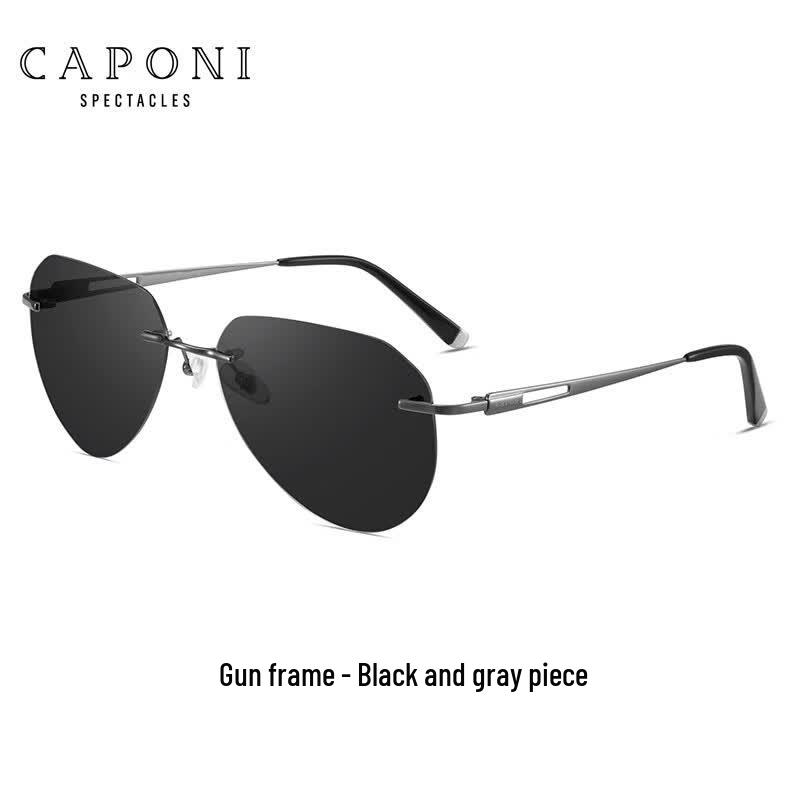 CAPONI Pure Titanium Rimless Polarized Driving Sunglasses