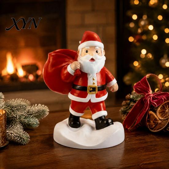 Christmas Gift for Family Santa Claus Statue Pen Holder, Mini Potted Plant Desk Organizer Seasonal Tabletop Decor Christmas, Festive Holiday