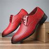 Trend New Luxury Designer Knit Patent Leather Lace Up Derby Shoes For Men Casual Business Formal Dress Footwear Zapatos Hombre