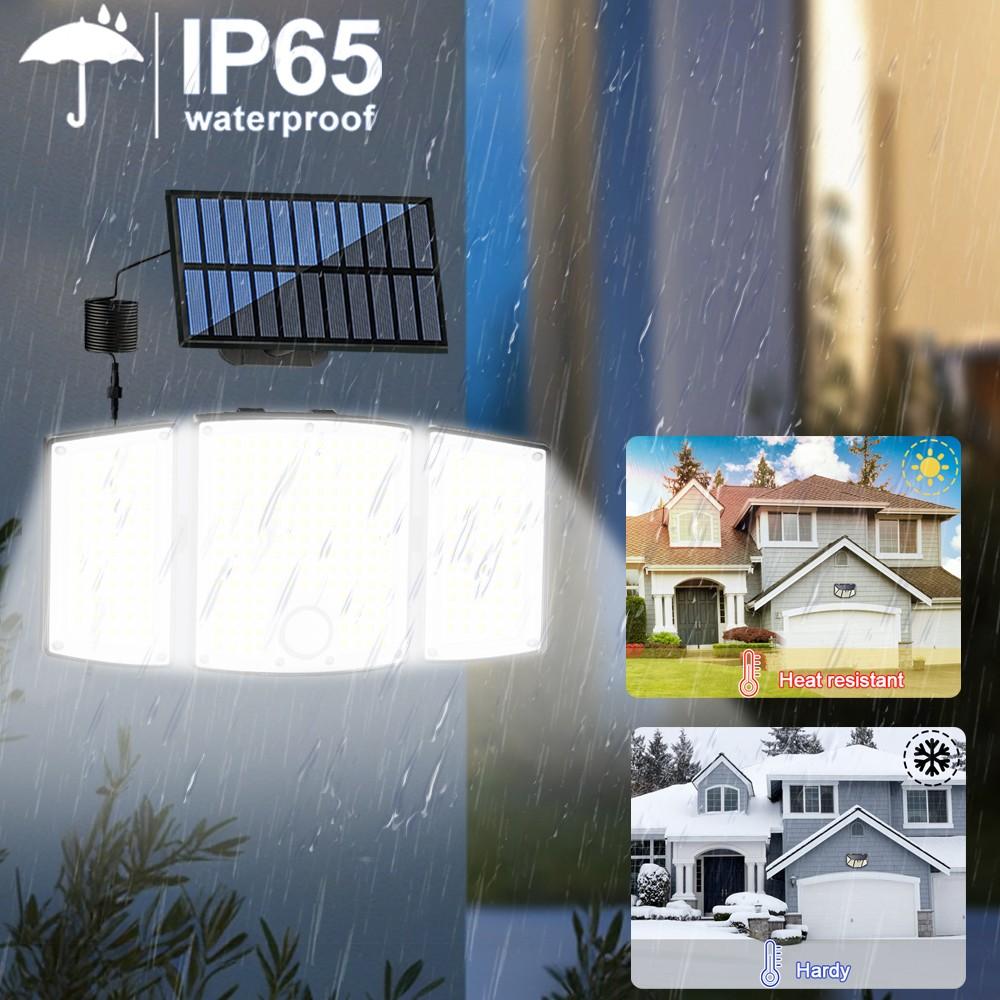 LED Solar Light Outdoor with Motion Sensor Solar Security Light Waterproof LED Floodlight 3 Modes Solar Wall Lamp for Yard Porch