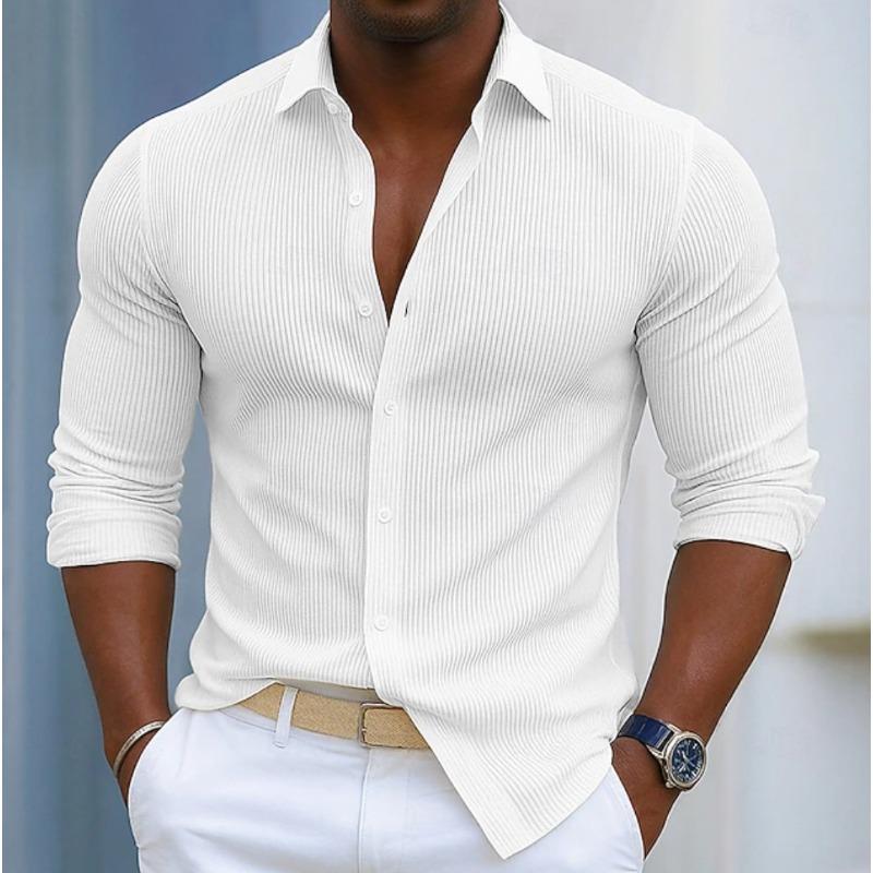 Men S Casual Solid Color Long Sleeve Button Down Collar Shirt