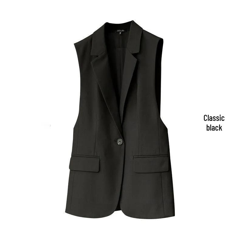 Gilet de costume minimaliste tendance de style coréen pour femmes - Vêtement d'extérieur haut de gamme, à la mode et polyvalent