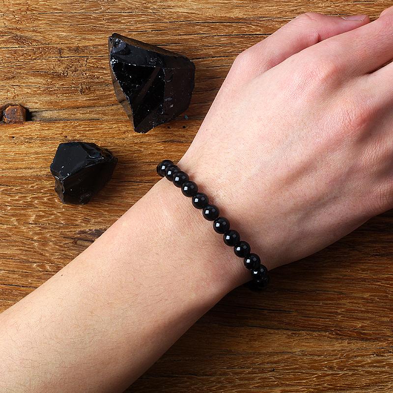 Classic Black Obisidian Bead Bracelet for Men Natural Stone Shiny Black Onyx Handmade Bracelet Yoga Meditation Jewelry Wholesale