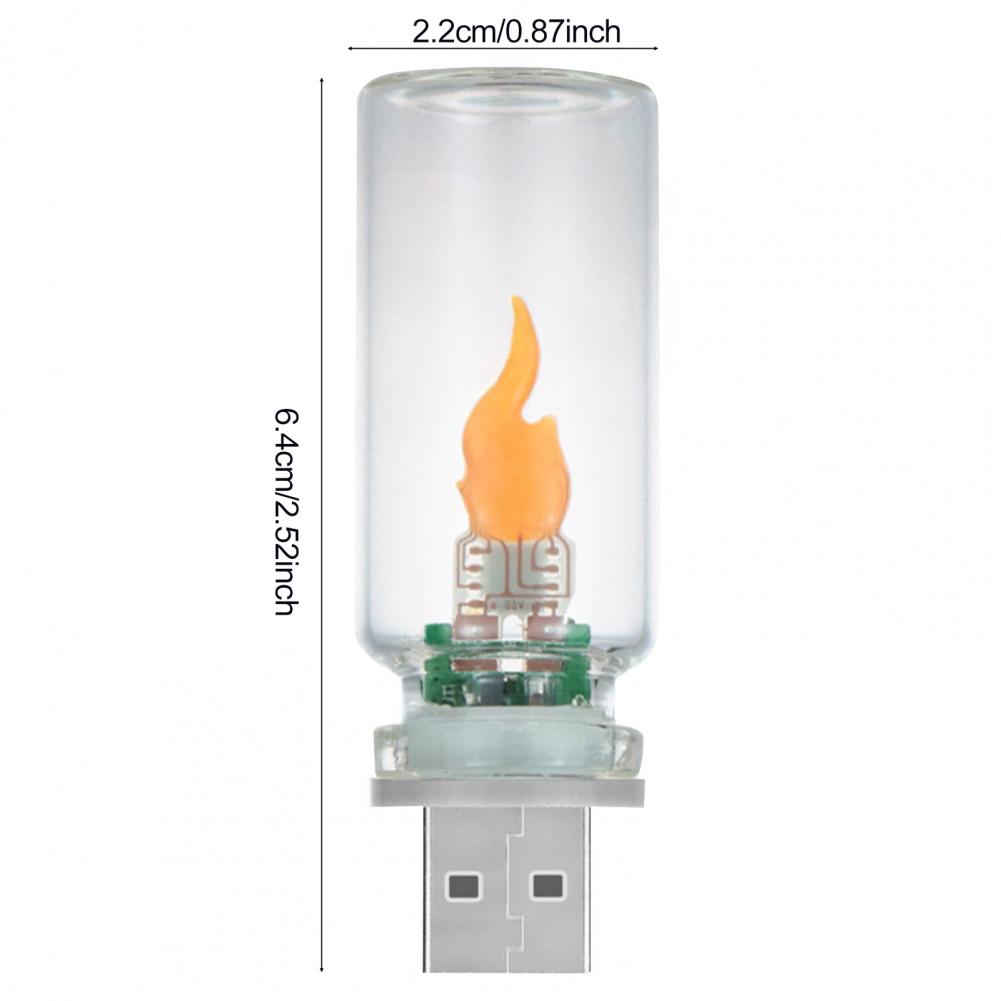 USB Flame Night Light with Touch Control Realistic Flickering LED Candle for Home Car Adjustable Brightness