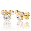 Pendientes de botón de Minnie Mouse con circonita cúbica chapada en oro, joyería de oro del 90 aniversario, pendientes, de Mickey