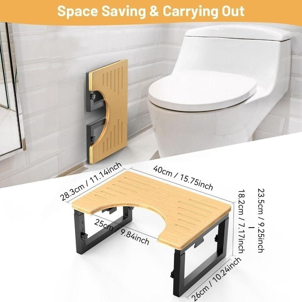 Removable Toilet Stool Non-slip Iron Wood Combination Foot Stool Anti Constipation Anti Curling Leg Poop Stool Home