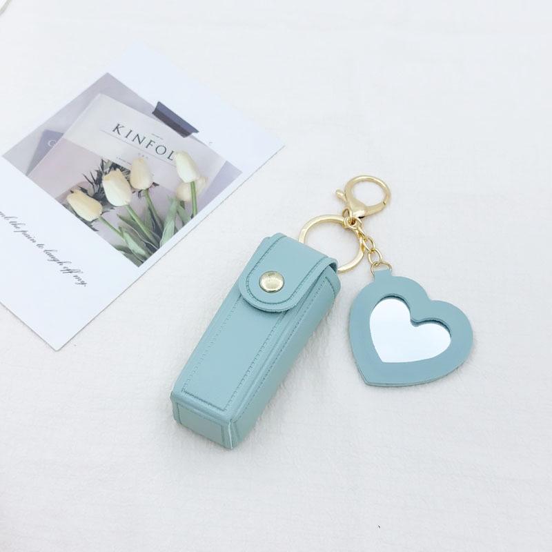 

Red Leather Heart-Shaped Keychain with Mirror & PVC Pendant