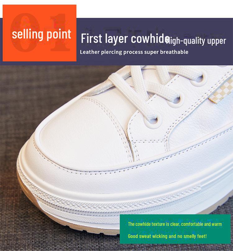 Valódi marhabőr női alkalmi cipők – 2025 tavaszi/őszi divatos fehér cipők