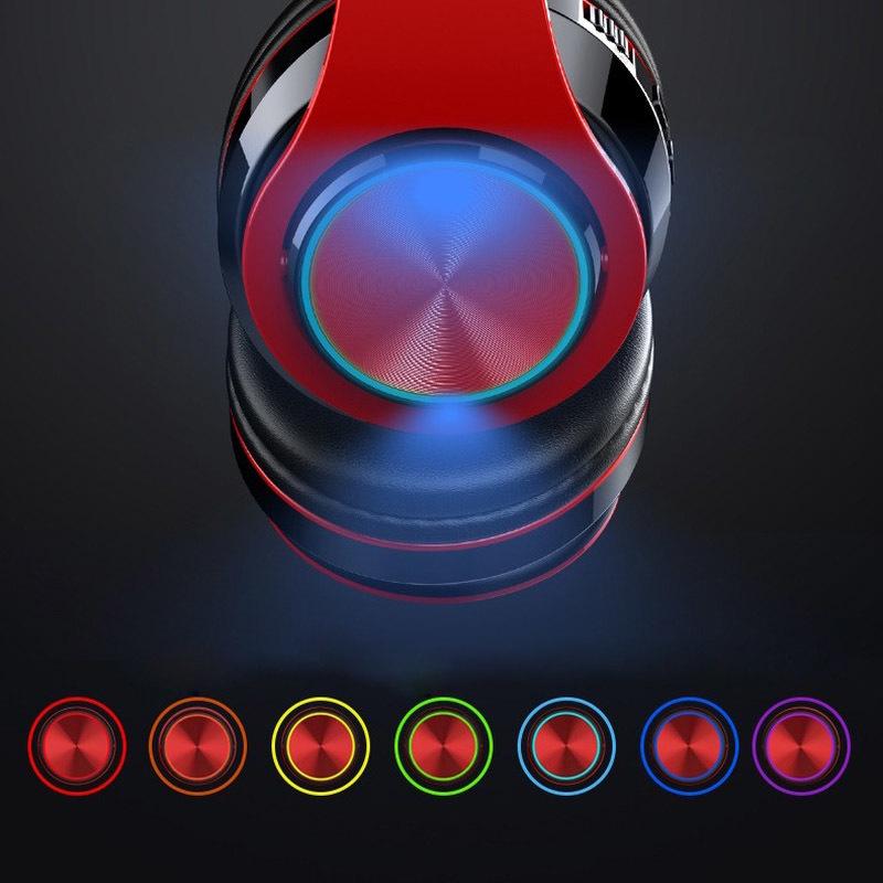 Light-emitting Headband Bluetooth Headset Foldable HI FI Game Sport Plug-in Card with Microphone