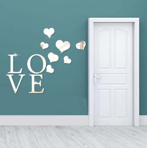 Acrylic LOVE Letter Mirror Sticker Bedroom Living Room Decorative Wall Stickers