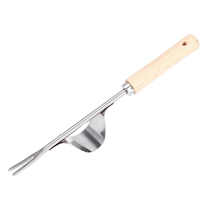 Hand Weeder for Gardening Stainless Steel Weeder Root Weeder with Wooden Handle Manual Weeder for Digging Weeding Loosening