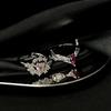 French Princess Style Light Luxury High-End Open Ring Stacked With Niche Design Pink Zircon Personalized Fashion Ring