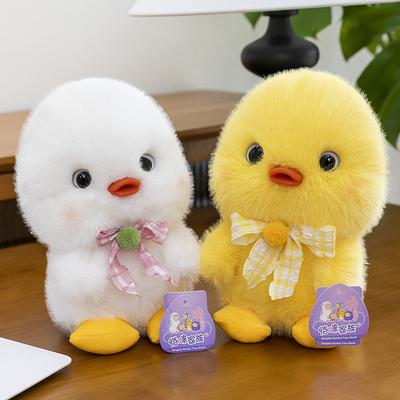 Soft Cute Orange Duck Plush Toy Children's Sleeping Pillow Claw Machine Activity Gift Bow Duck