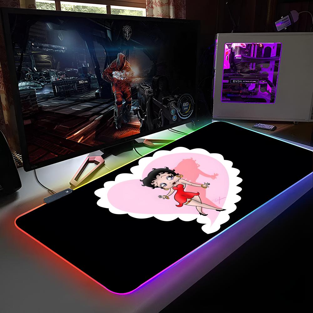 

B-Betty B-Boop Mouse Pad RGB Backlit Mouse Pad Laptop Mouse Pad Laptop Gamer Computer Desk Gaming Accessories RGB600x300x3mm