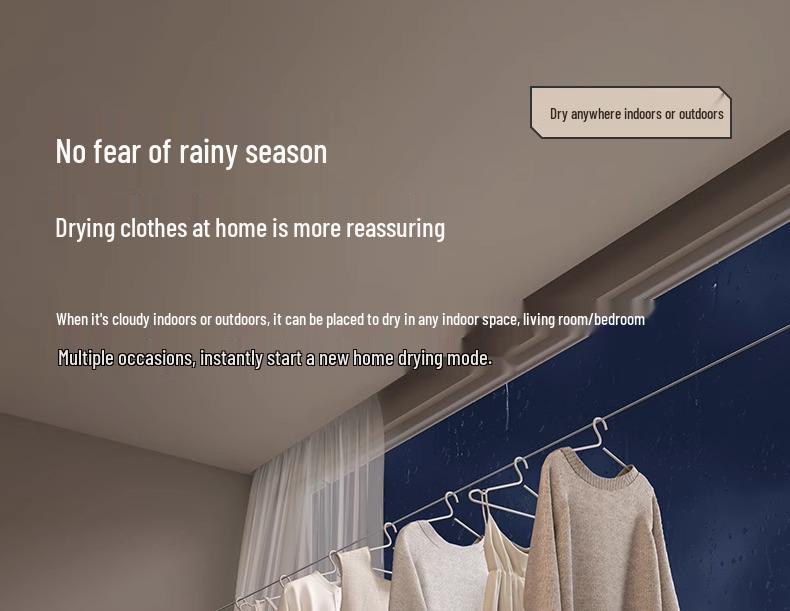 Indoor Retractable Clothesline - Invisible, No-Punch Installation for Bathroom or Balcony