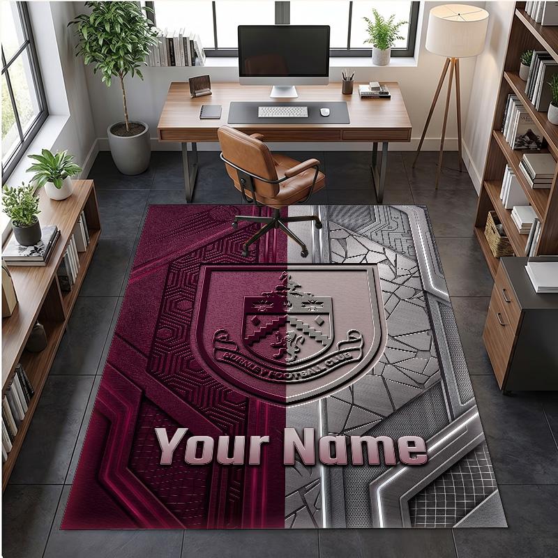 Crystal Velvet Rug Burnley Football Print Custom Name Text Floor Mat Home Decor