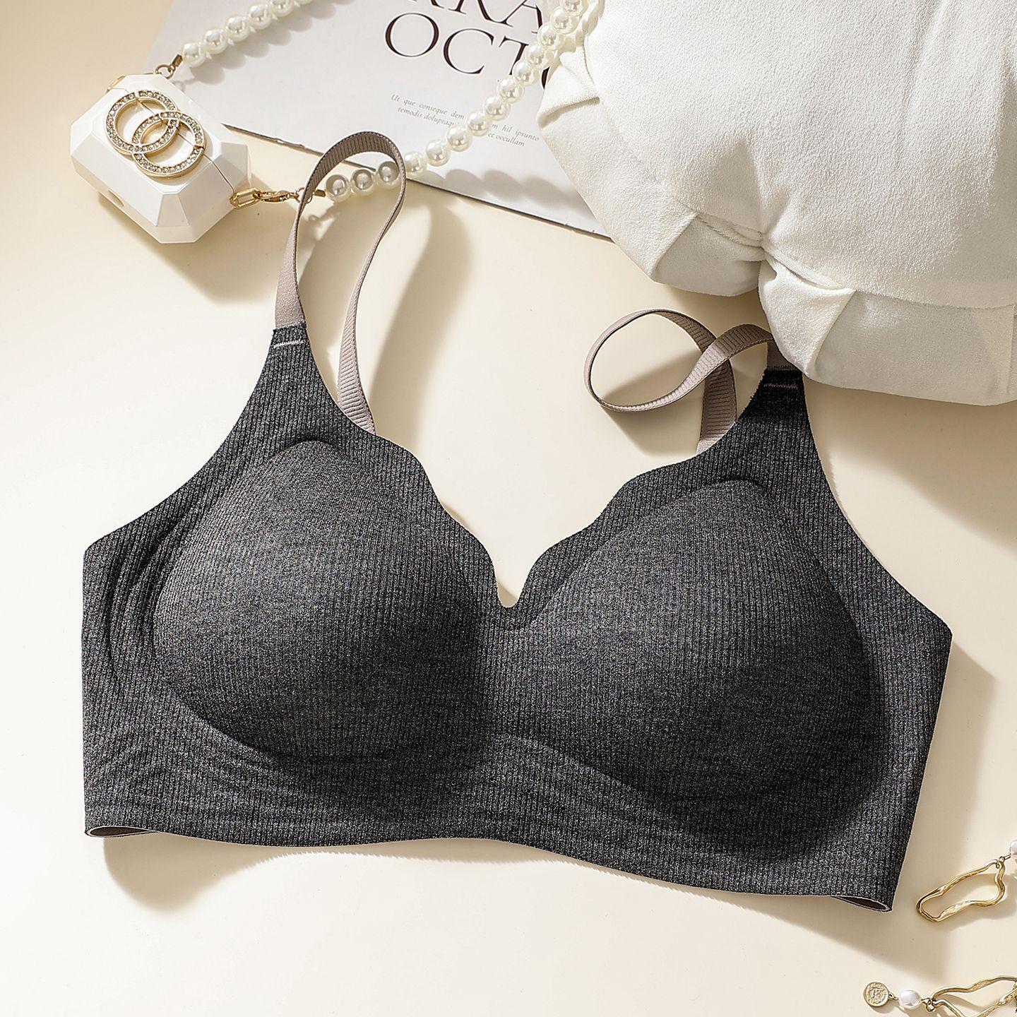 

High-quality jelly glue striped, no steel ring, upper support, anti-sagging, gathering and adjusting bra cover, thin. 2xl (fits 62.5-70kg ) темно-сірий